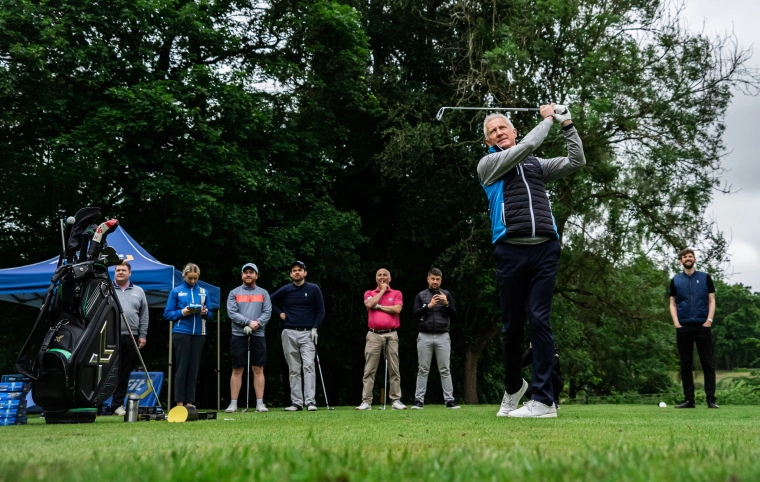 Andrew Murray teeing off at the Marquess course at Woburn Golf Club.